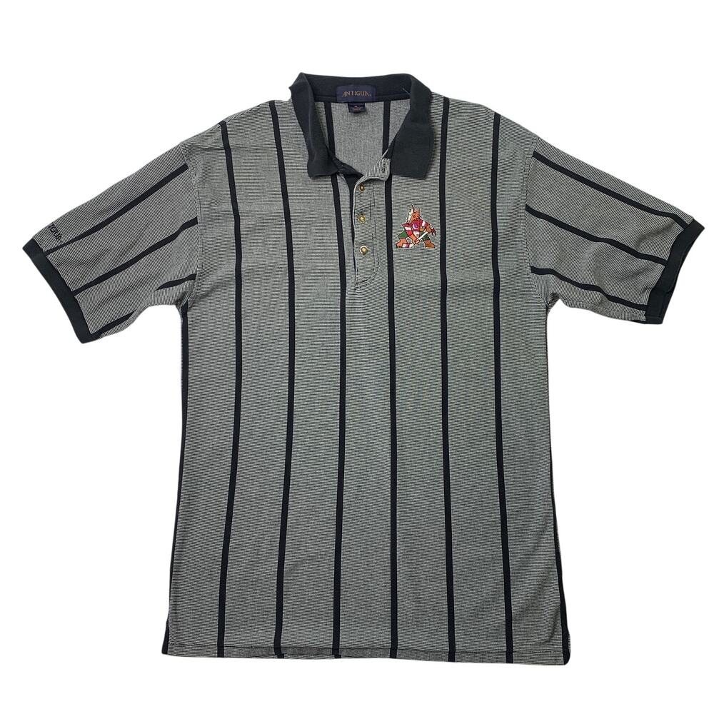 Vintage Arizona Coyotes Polo Shirt Mens XL Black White Cotton NHL Hockey Antigua